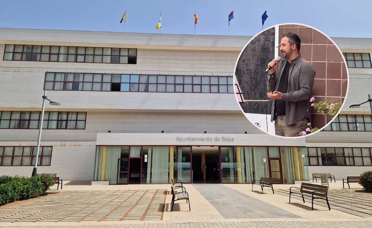 El alcalde de Telde, Juan Antonio Peña, y la fachada del Ayuntamiento / AH
