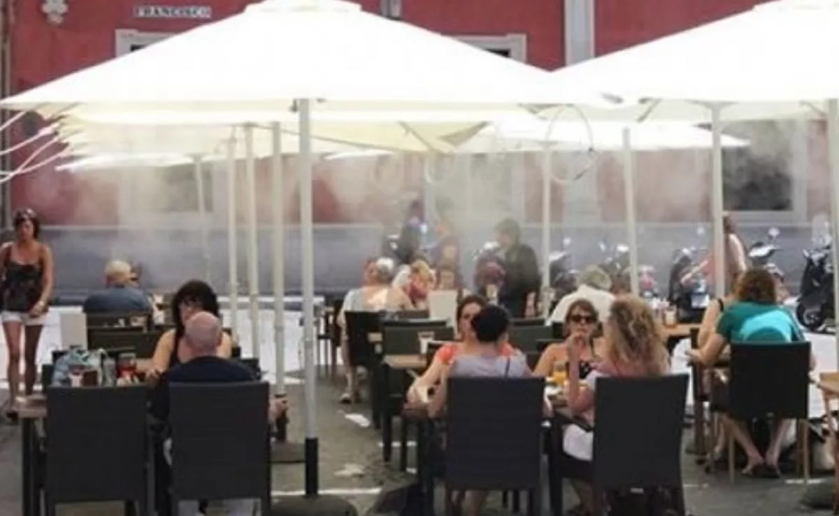 Terraza con nebulizadores en la vía pública|CONSALUD