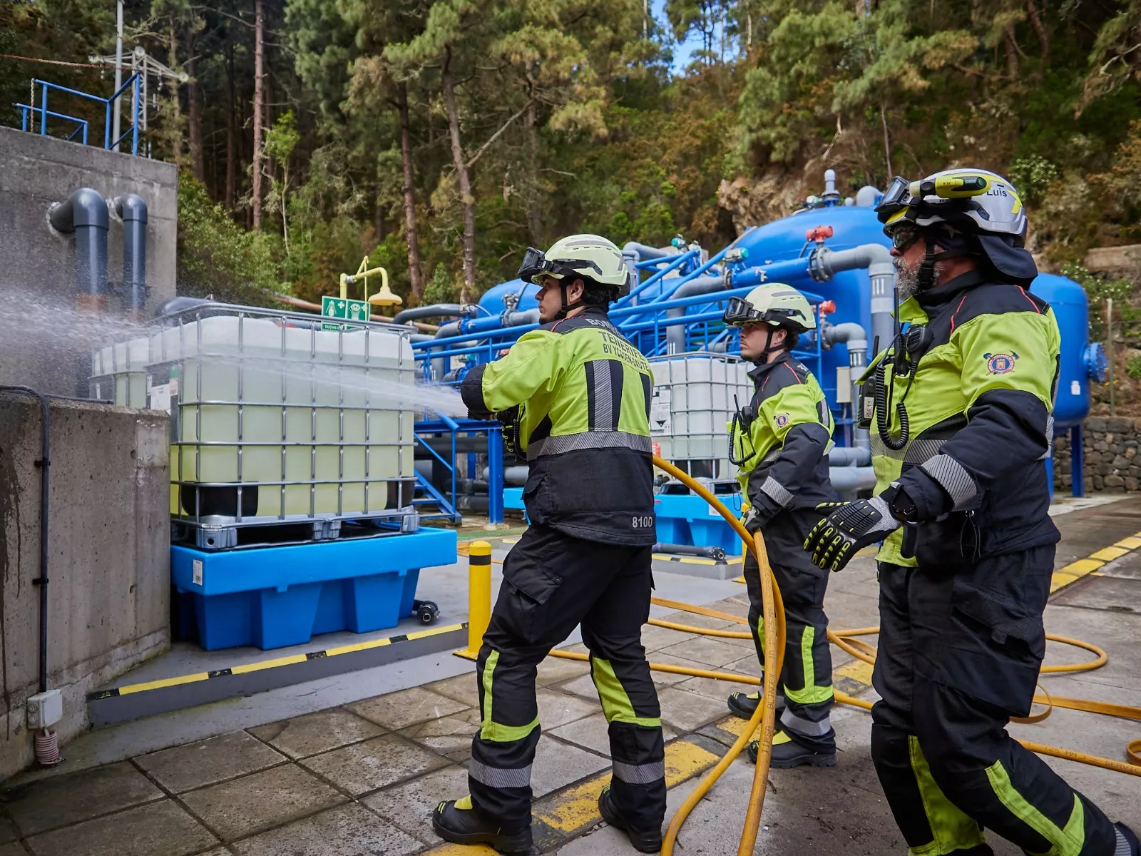 Simulacro de incendio en La Guancha. / CABILDO DE TENERIFE