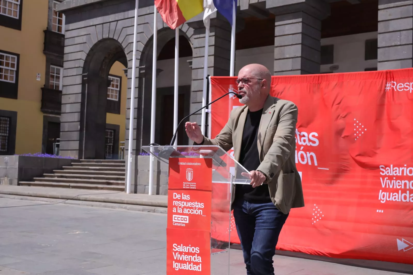 El secretario general de CCOO, Unai Sordo, en Las Palmas de Gran Canaria. AH