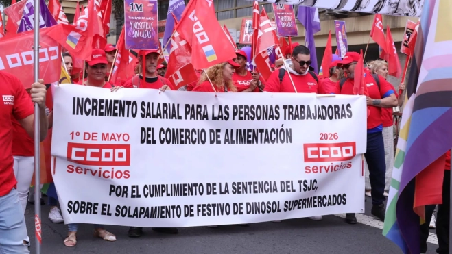 Manifestación de CCOO este jueves en la capital grancanaria. CEDIDA Manifestación de CCOO este jueves en la capital grancanaria. CEDIDA
