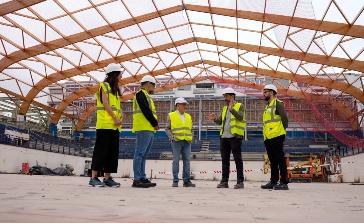 Visita del presidente del Cabildo, Antonio Morales, y el consejero insular de Deportes, Aridany Romero, para ver el avance de las obras / CABILDO DE GRAN CANARIA