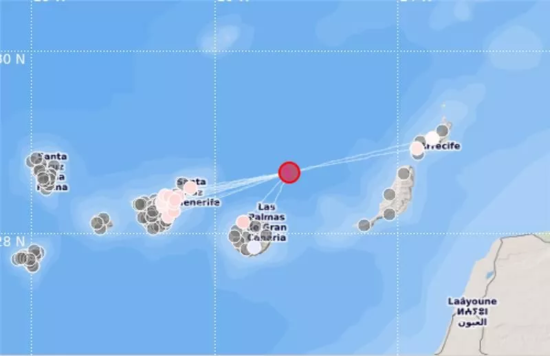 Temblor registrado frente a Gran Canaria el 22 de mayo de 2026. / INVOLCAN