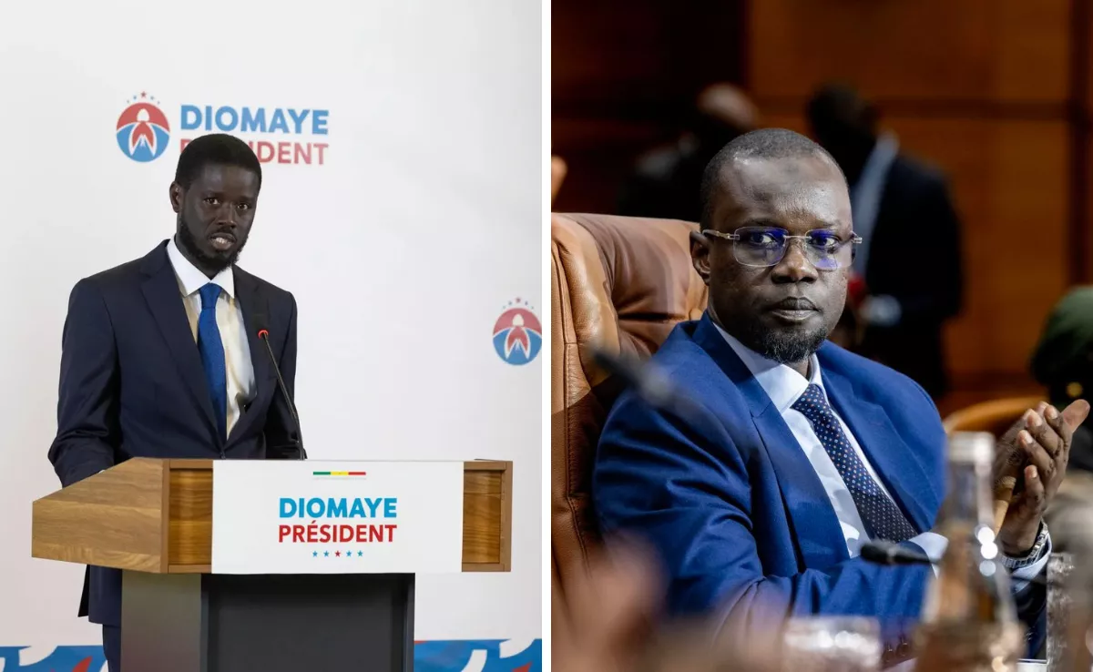 A la izquierda el presidente senegalés, Bassirou Diomaye Faye, que destituyó este viernes al primer ministro Ousmane Sonko (derecha) / MONTAJE AH