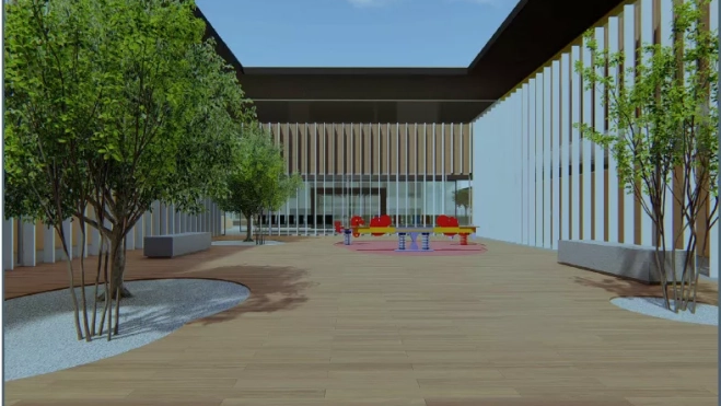 Simulación del edificio de terapias avanzadas del Negrín. CEDIDA