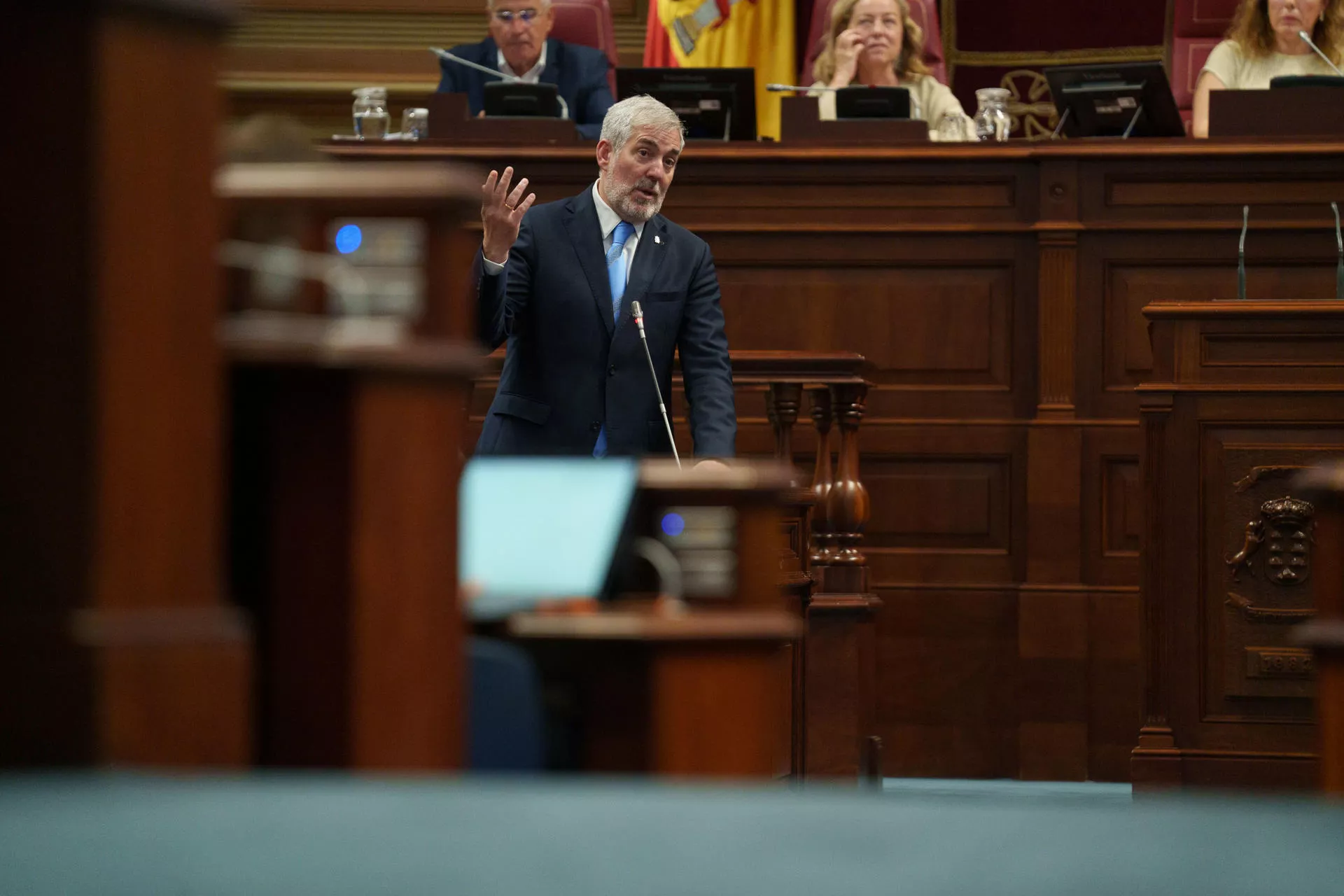 El presidente de Canarias, Fernando Clavijo, comparece este martes en el pleno del Parlamento de Canarias. EFE