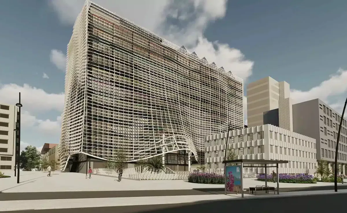 Recreación del proyecto de TDA Arquitectura para reformar el edificio de Usos Múltiples I del Gobierno de Canarias. / REDES