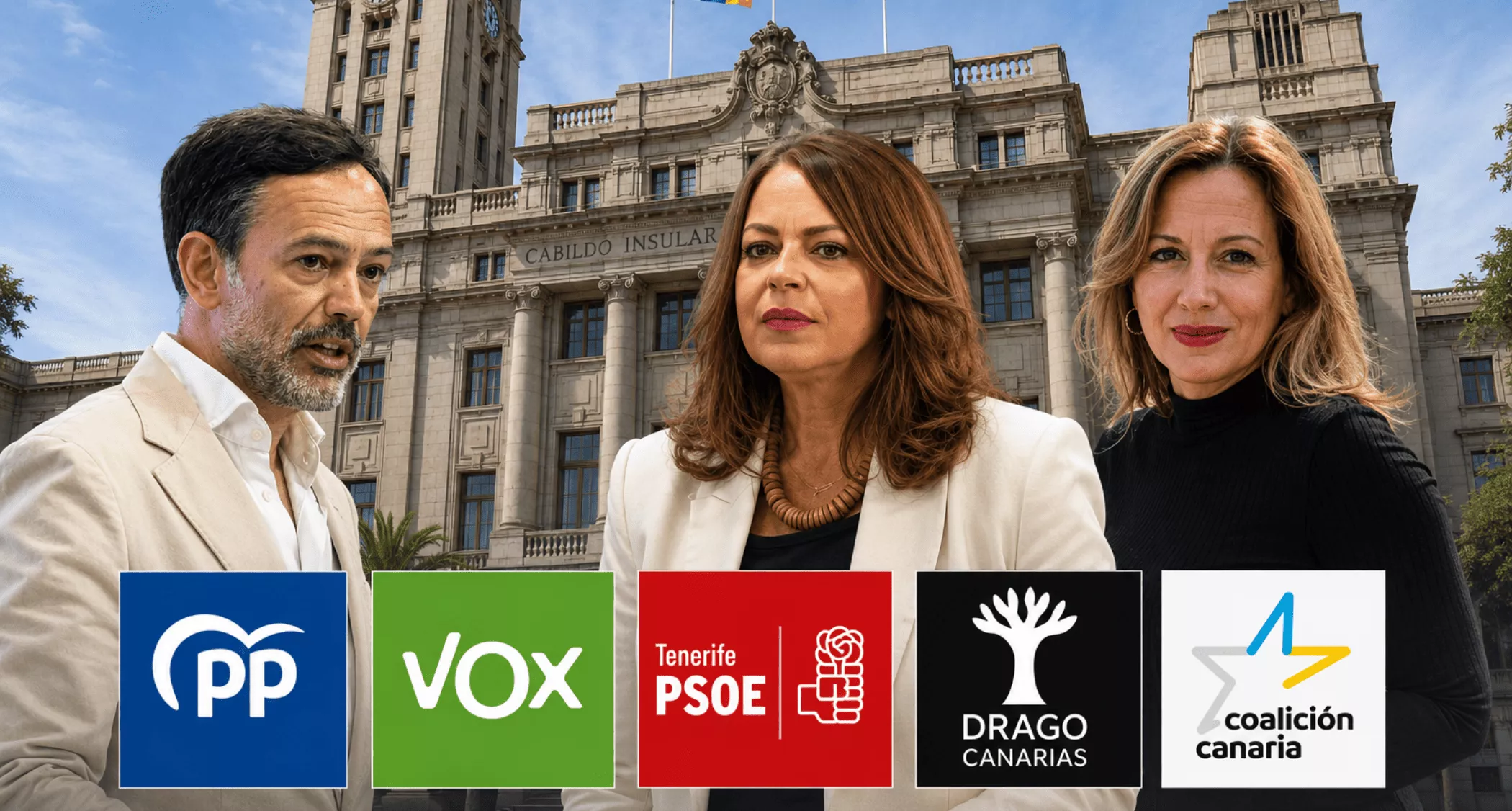 Casi la mitad de Tenerife suspende al Cabildo, pero CC y PP siguen cerca de la mayoría. / AH
