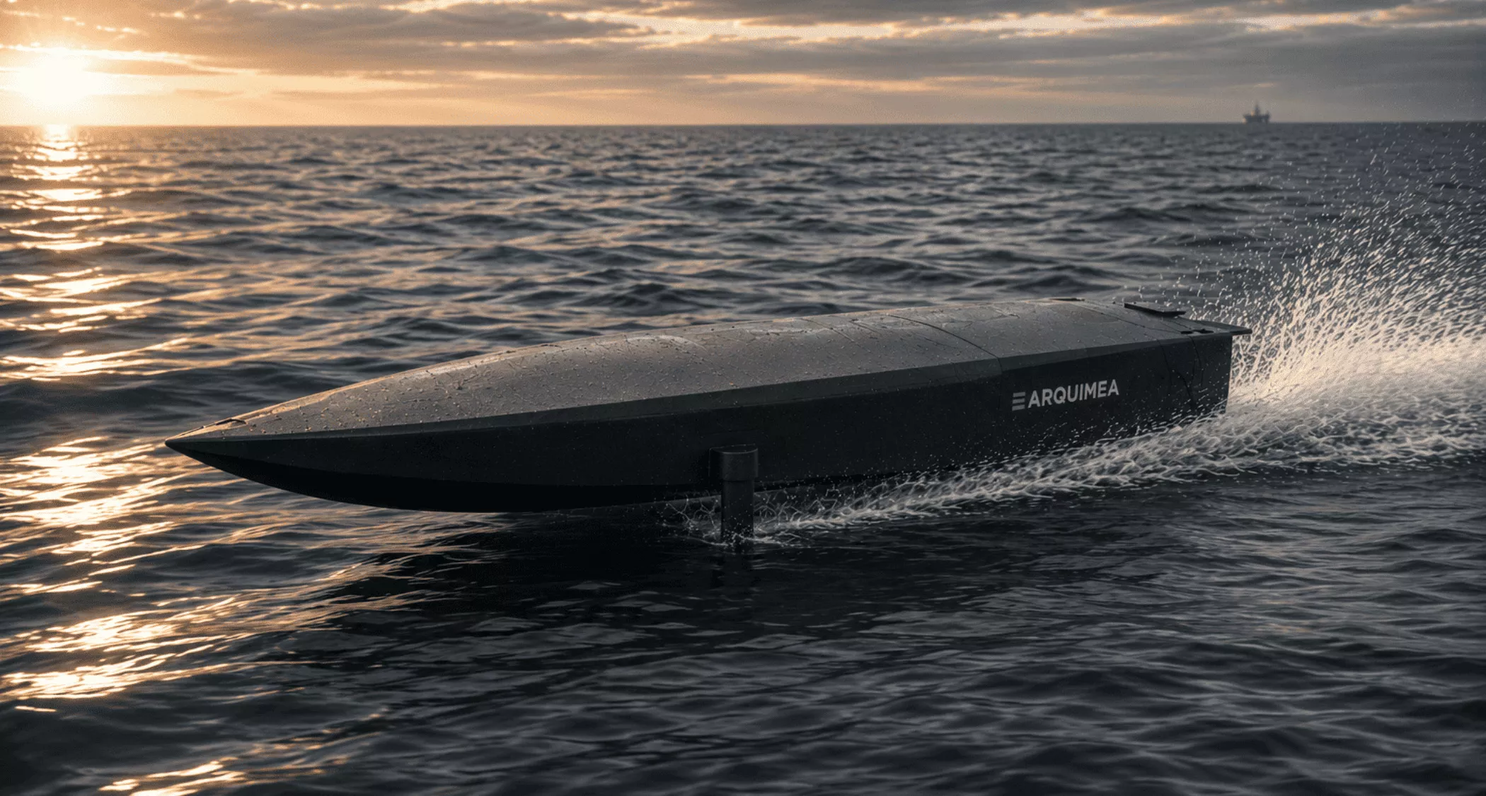 En la imagen, el Kronos Mini, dron naval lanzable desde tubos de torpedos y capaz de sumergirse para atacar de Arquimea. / AH