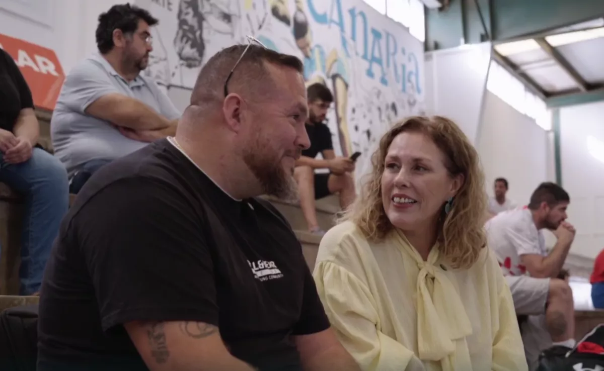 Astrid Pérez en su visita a Lanzarote para poner en valor la lucha canaria / PARLAMENTO DE CANARIAS