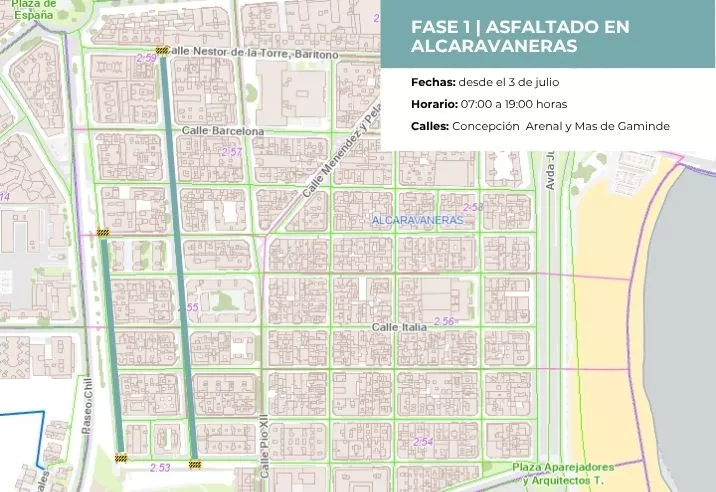 Mapa  de Asfaltado del barrio de Alcaravaneras. AYUNTAMIENTO LPA