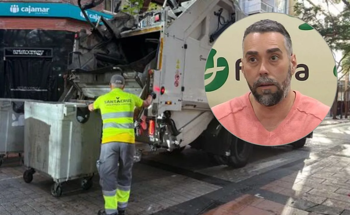 Rubén Sánchez, presidente de FACUA, y una imagen de servicios de limpieza de Santa Cruz |MONTAJEAH