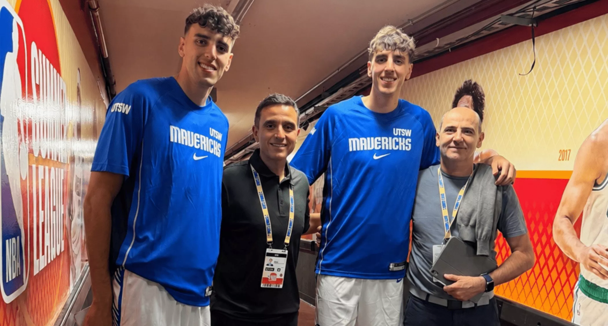 El talento canario multiplica su presencia en la NBA. En la imagen, los hermanos Díaz-Graham, Daniel Medina e Himar Ojeda. / AH