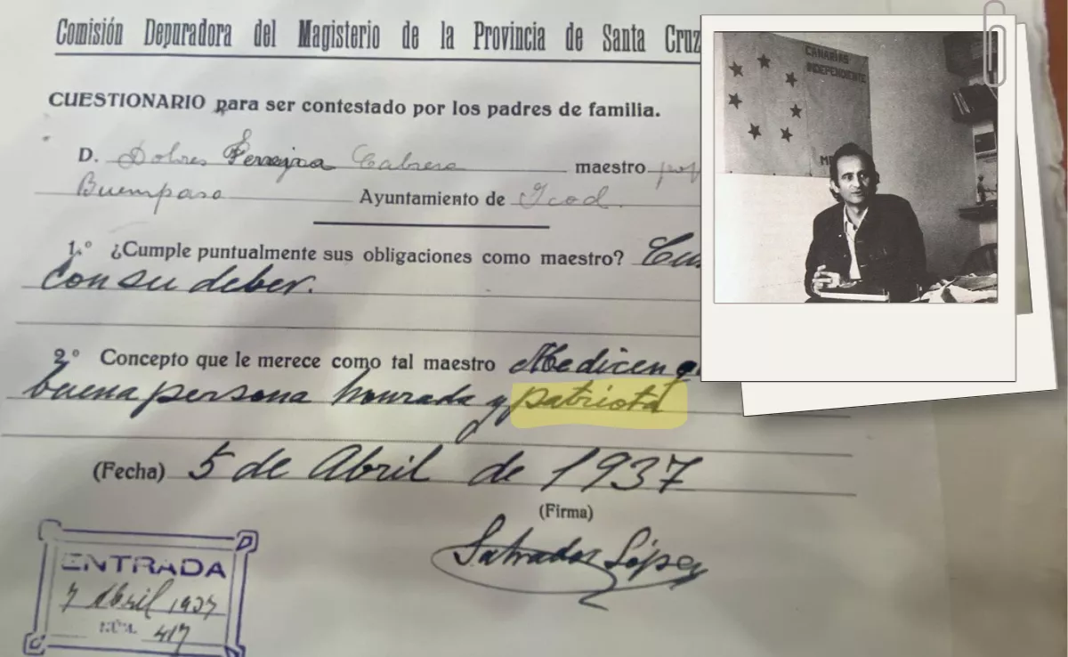 Sale a la luz el expediente de depuración que el franquismo le abrió a la madre de Antonio Cubillo por ser maestra: 