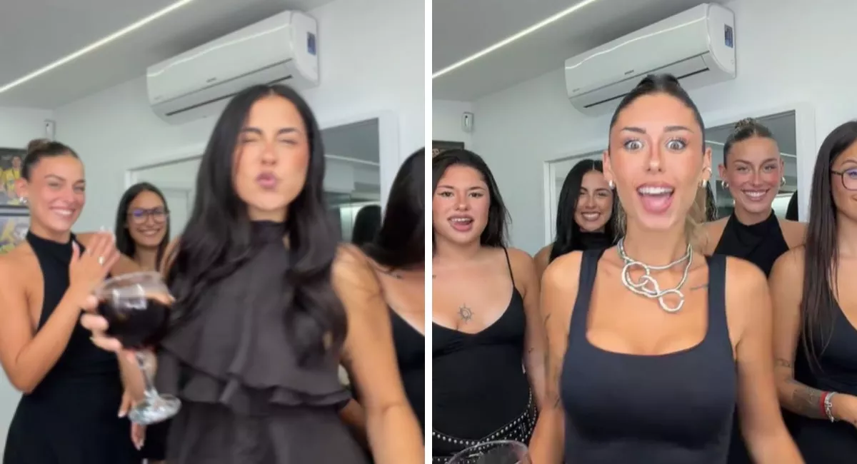 Belén Rodríguez, hermana de Sergio Araujo, con la 'influencer' Lola Caballer, en un vídeo colgado en la redes sociales de Caballer. / REDES