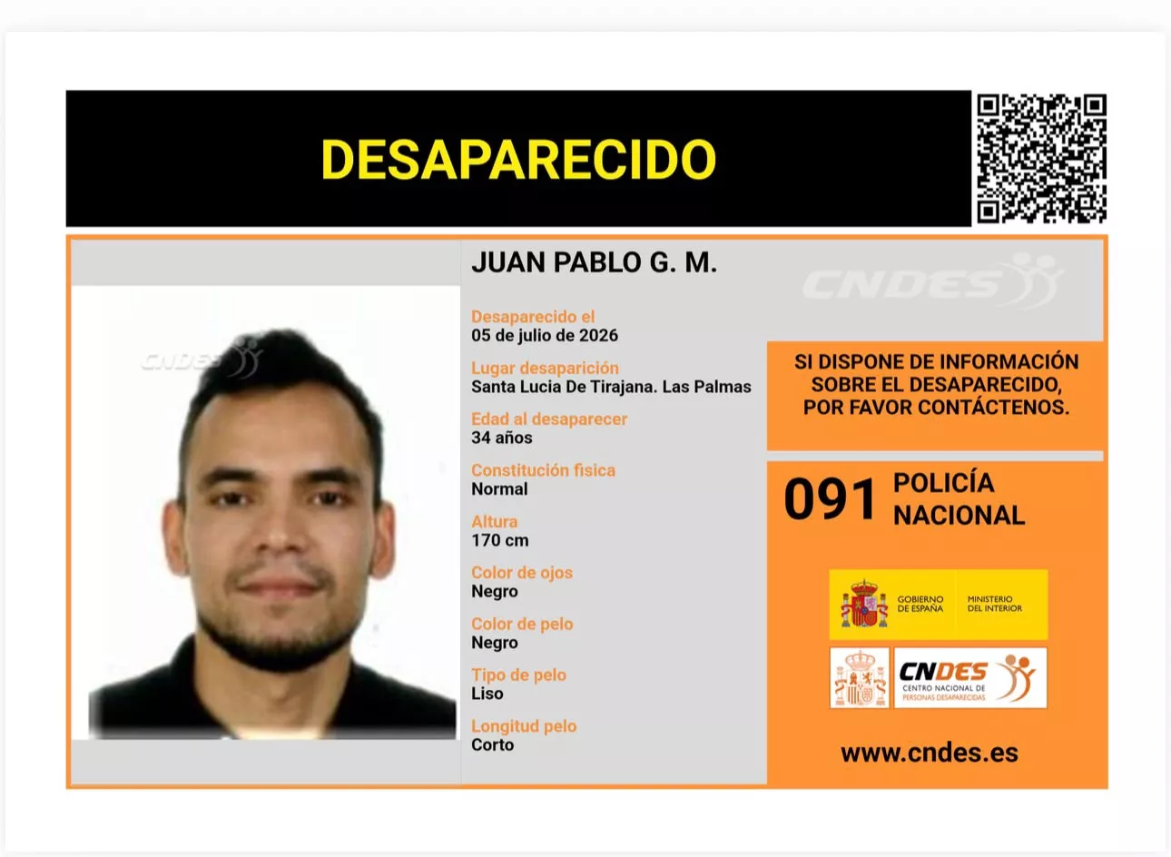 Buscan a un hombre de 34 años desaparecido en Santa Lucía de Tirajana desde el 5 de julio