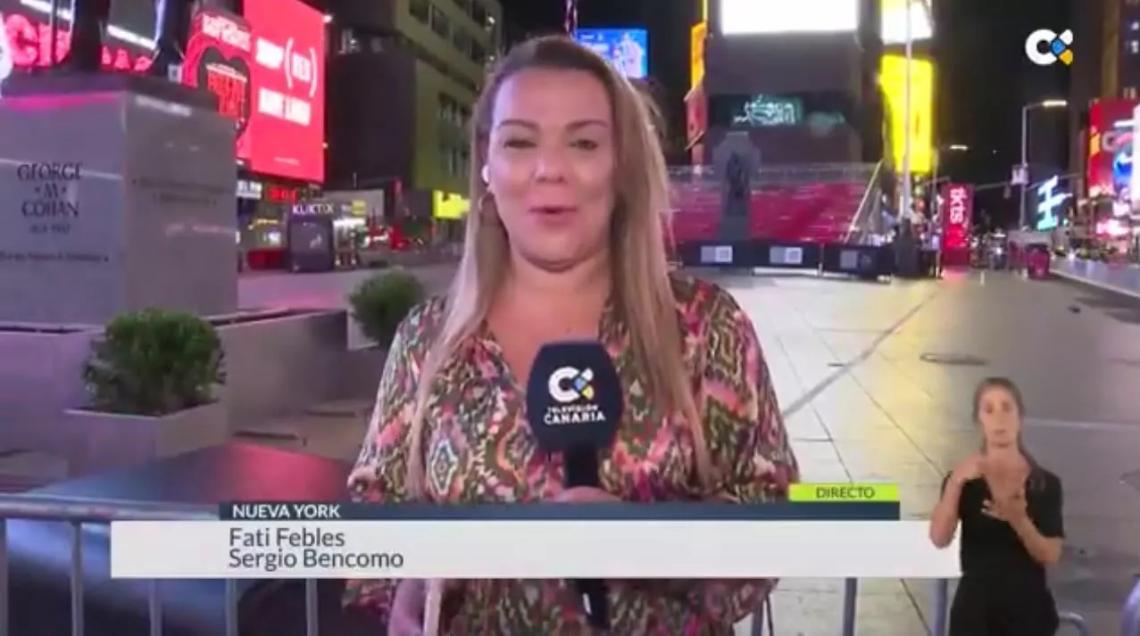 Un equipo de Televisión Canaria en Nueva York durante la final del Mundial. / CEDIDA