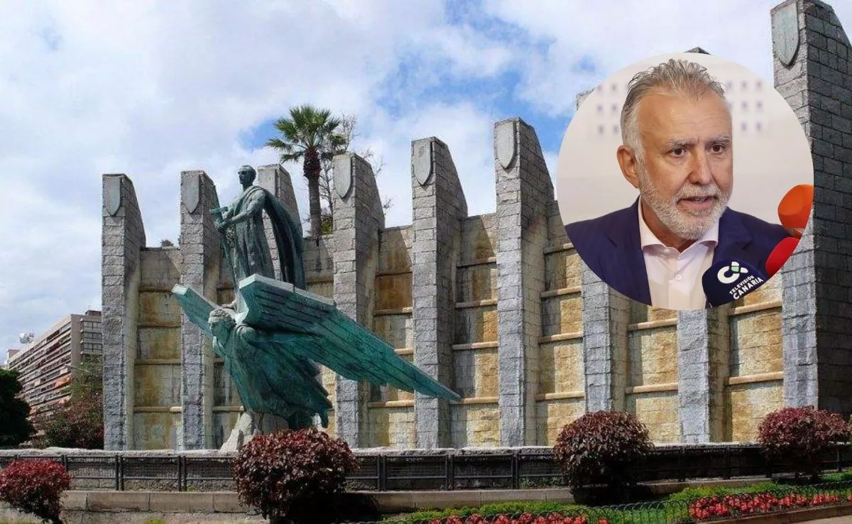 Monumento dedicado a Franco en Santa Cruz de Tenerife y el ministro Ángel Víctor Torres. / ATLÁNTICO HOY