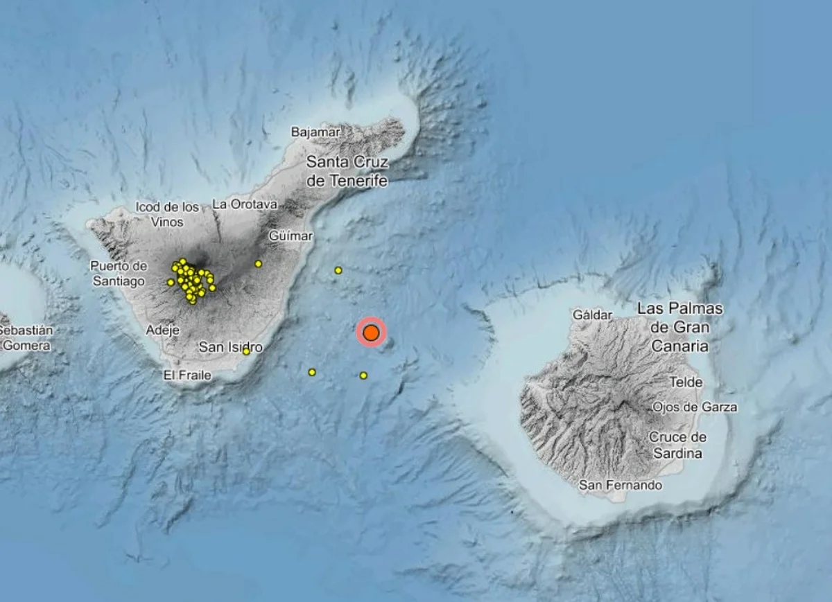 Un terremoto de 3,1 sacude el volcán de Enmedio, entre Tenerife y Gran Canaria. IGN