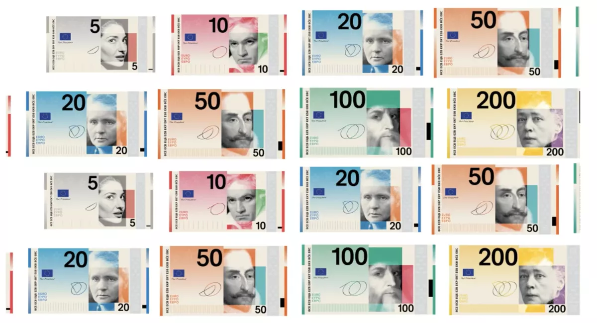 Algunas de las propuestas seleccionadas por el Banco Central Europeo para renovar los billetes de euro. / BCE