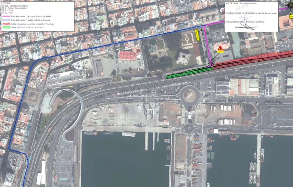 Cierre de la calzada de la GC-1 en sentido sur desde la glorieta de Belén María. OBRAS PÚBLICAS GOBCAN