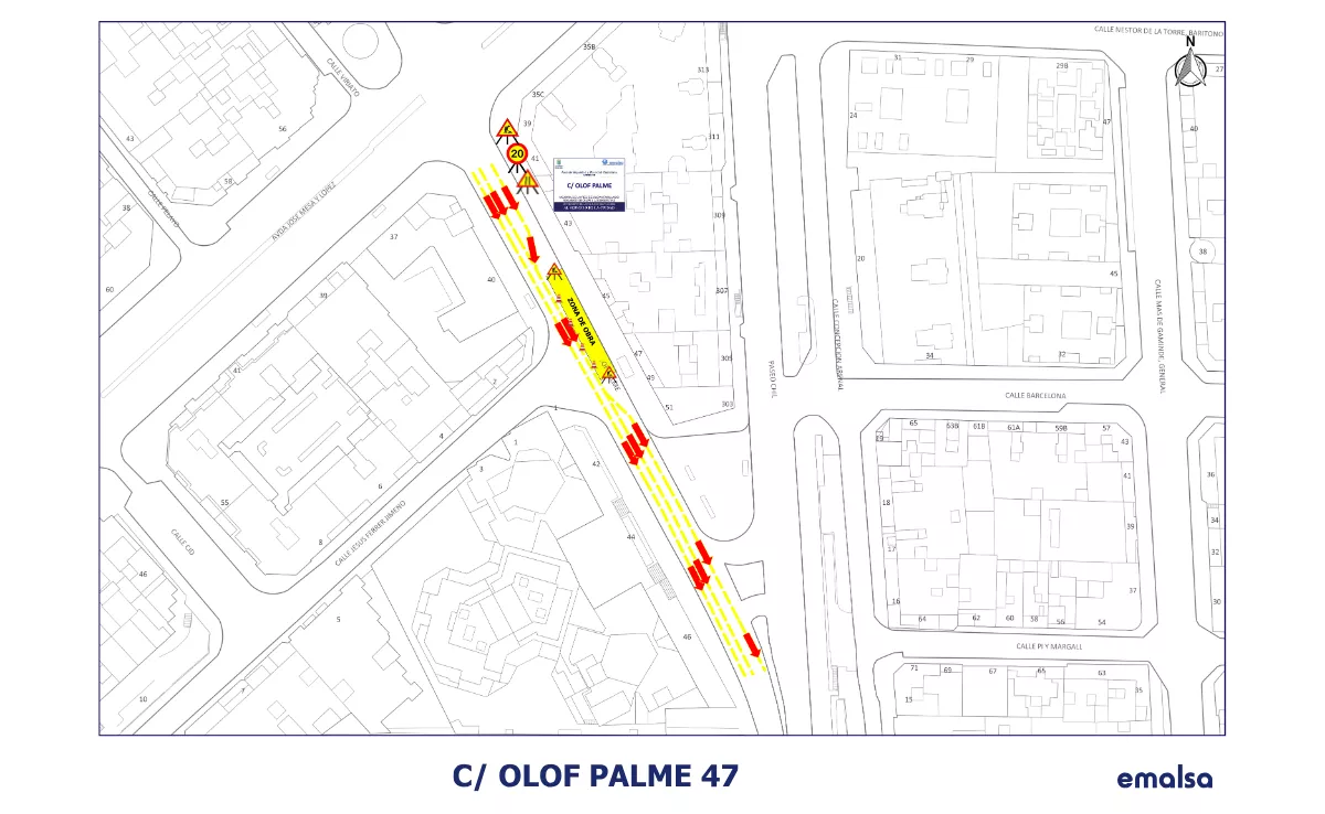 Obras en Olof Palme. / EMALSA