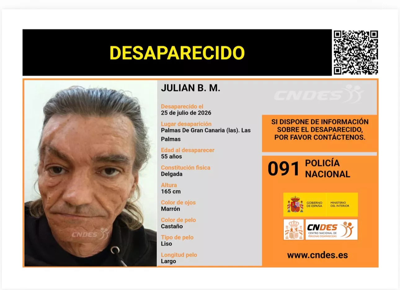 Julián B. M, desaparecido en Las Palmas de Gran Canaria. / POLICÍA NACIONAL