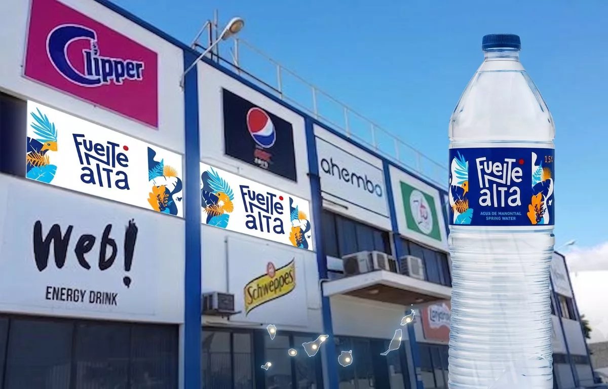 Fotomontaje de las instalaciones de Ahembo junto al agua mineral Fuente Alta. AH