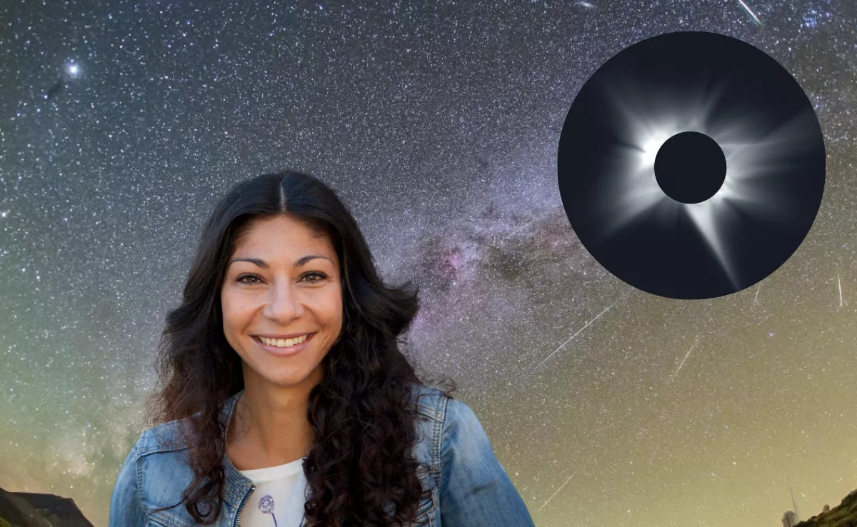 Imagen editada por Atlántico Hoy con Nayra Rodríguez (IAC), las Perseidas y el eclipse solar./ Imágenes de IAC
