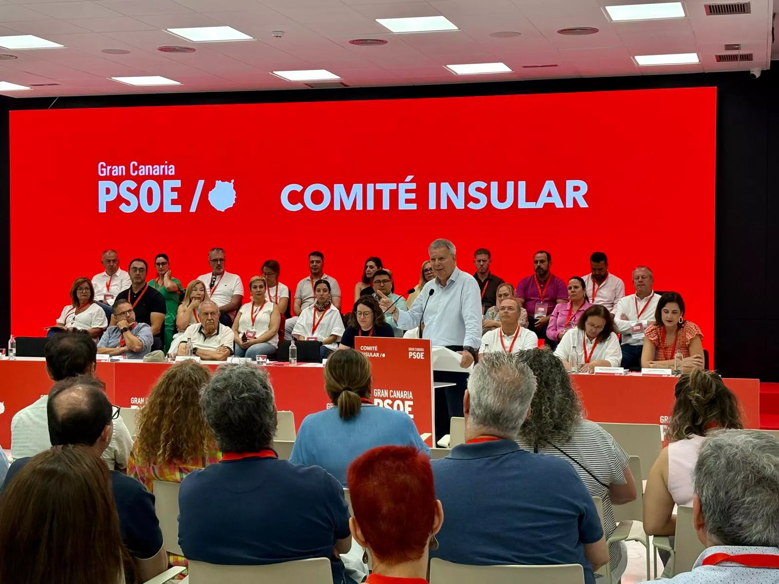 El secretario general del PSOE de Gran Canaria, Sebastián Franquis, en un momento del Comité Insular celebrado a comienzos de julio