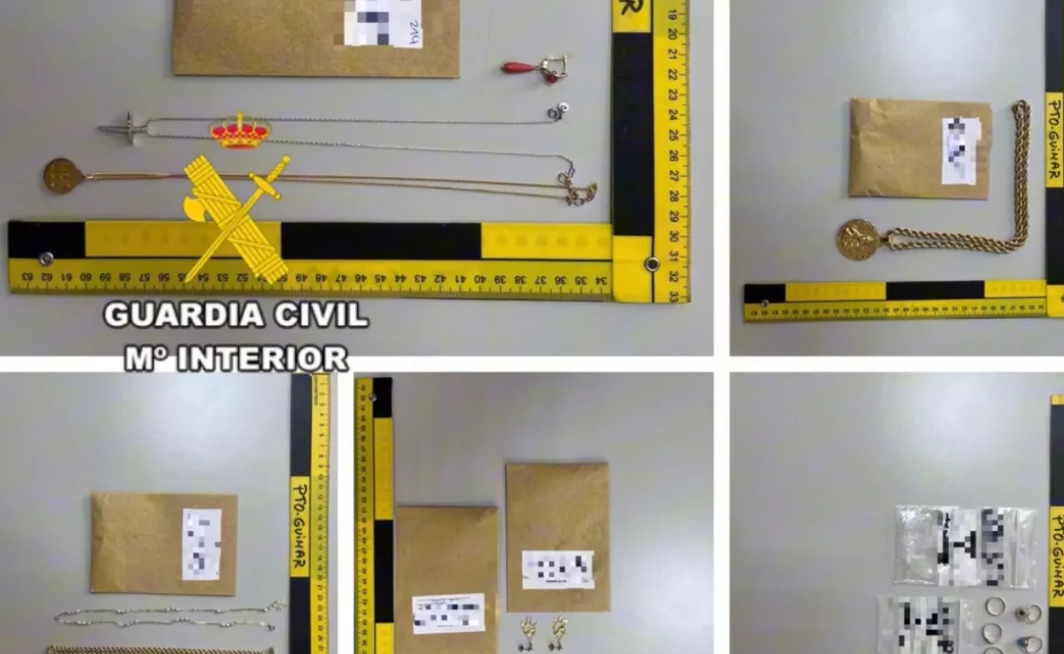Joyas robadas recuperadas por la Guardia Civil. / GUARDIA CIVIL
