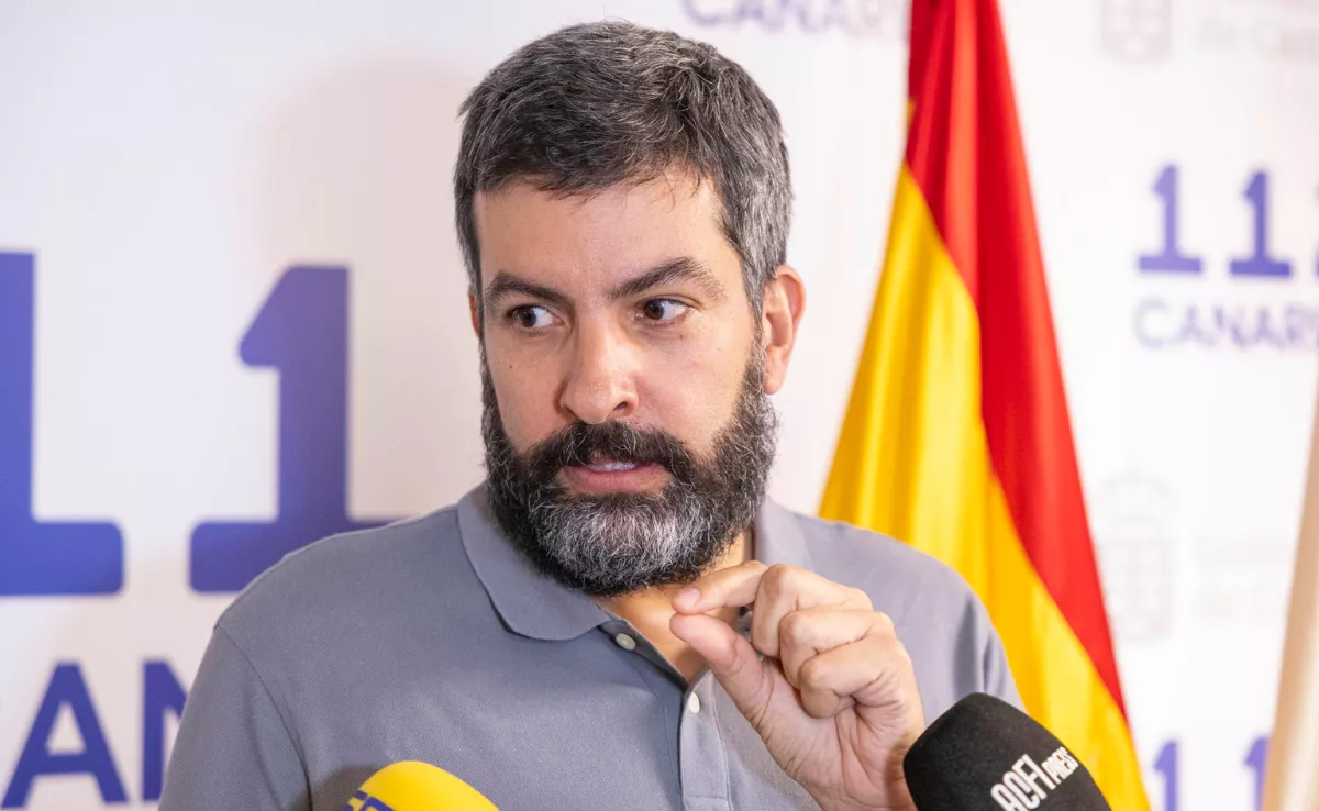 El portavoz del PEVOLCA, Itahiza Domínguez, atiende a los medios de comunicación. / EFE - Miguel Barreto