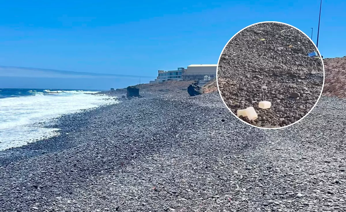 Playa de Lima (Arafo) limpia este jueves junto a una foto con basura la semana pasada. / CEDIDAS