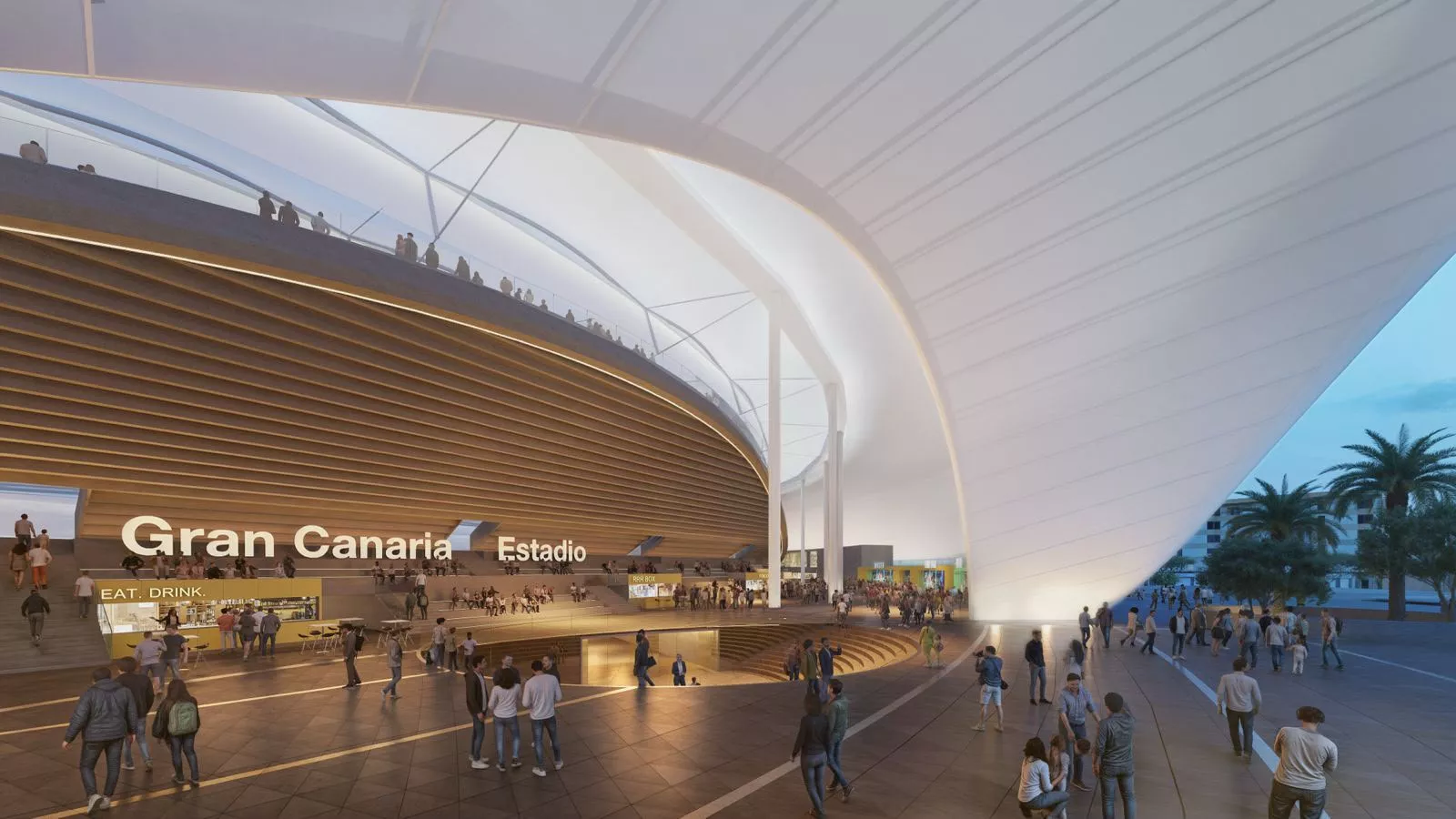 Proyección de uno de los pasillos interiores del futuro Estadio de Gran Canaria. / AH