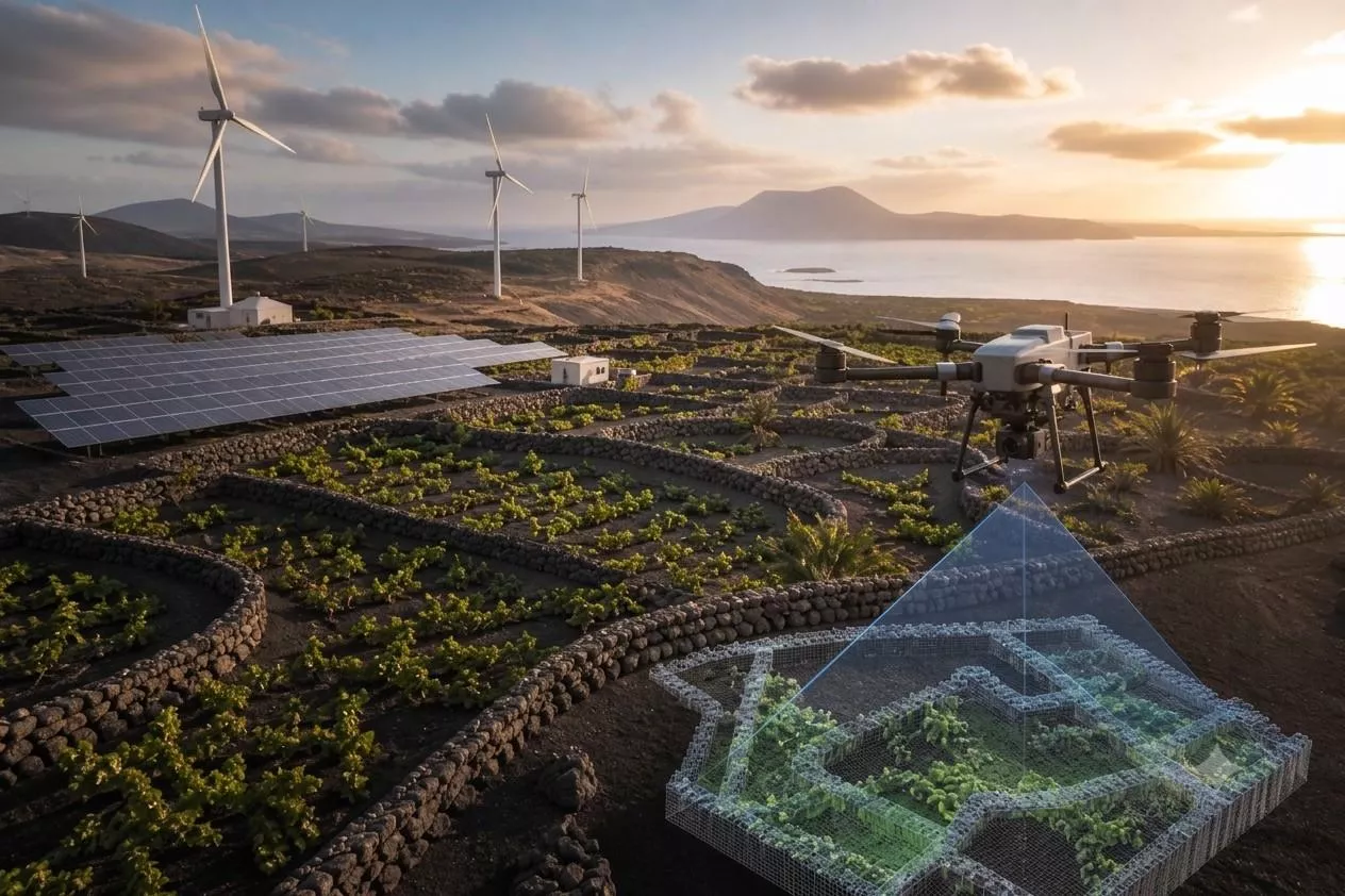 Una empresa de Lanzarote trabaja en una tecnología que combina drones, sensores de alta precisión e inteligencia artificial para detectar fugas de agua. / GOBIERNO DE CANARIAS