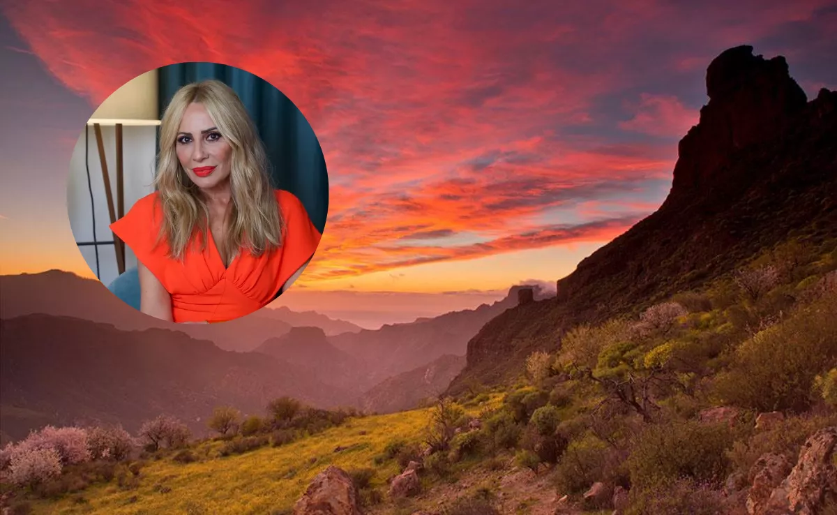 Imagen de un paisaje de Gran Canaria y Marta Sánchez / HOLA ISLAS CANARIAS - EFE