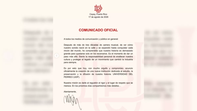 Comunicado publicado por Wisin / REDES Comunicado publicado por Wisin / REDES