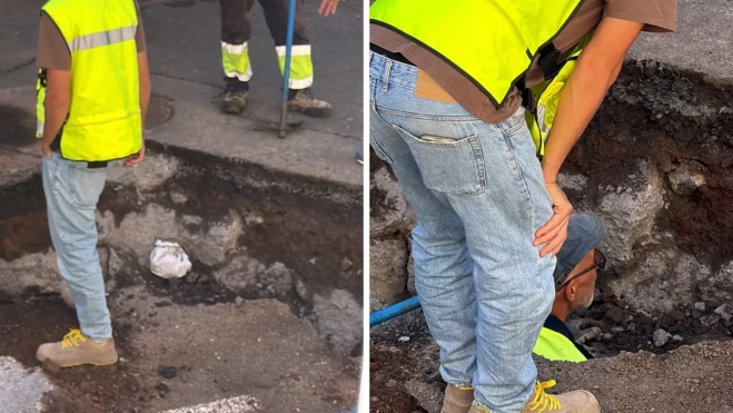 Operarios trabajan en la calle Juan de Mattos y Azofra./ Imagen cedida a Atlántico Hoy