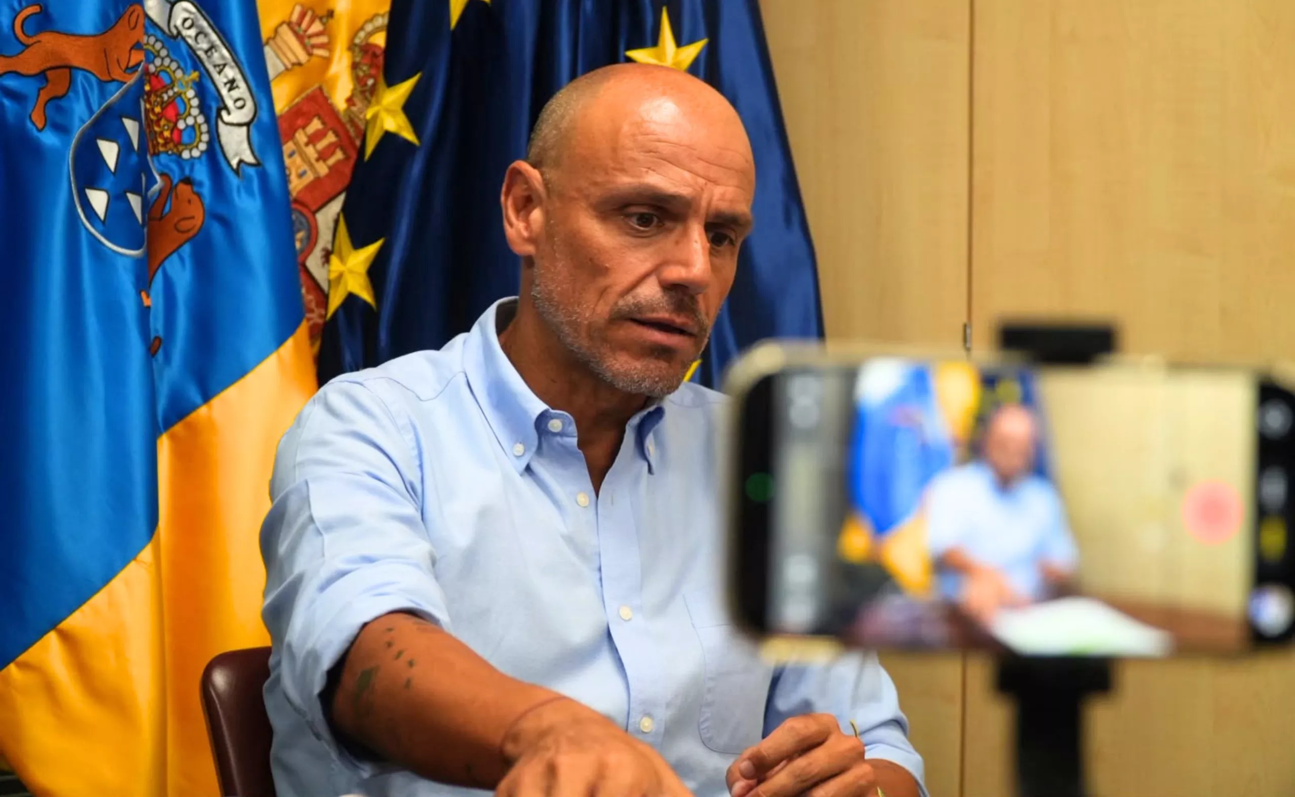 Alfonso Cabello, presidente de Proexca y viceconsejero de la Presidencia de Canarias, durante una entrevista con Atlántico Hoy./ CEDIDA Alfonso Cabello, presidente de Proexca y viceconsejero de la Presidencia de Canarias, durante una entrevista con Atlántico Hoy./ CEDIDA