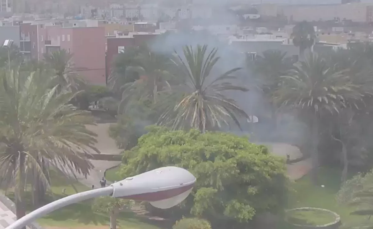 Humo en el Parque Hermanos Millares, en Escaleritas. / POLICÍA LOCAL