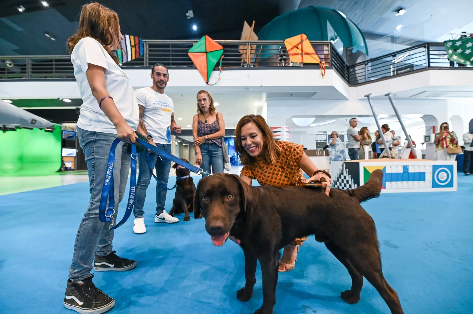 La consejera de Turismo y Empleo, Jéssica de León, durante la entrega este jueves de seis perros de asistencia a sus nuevos usuarios. / CEDIDA