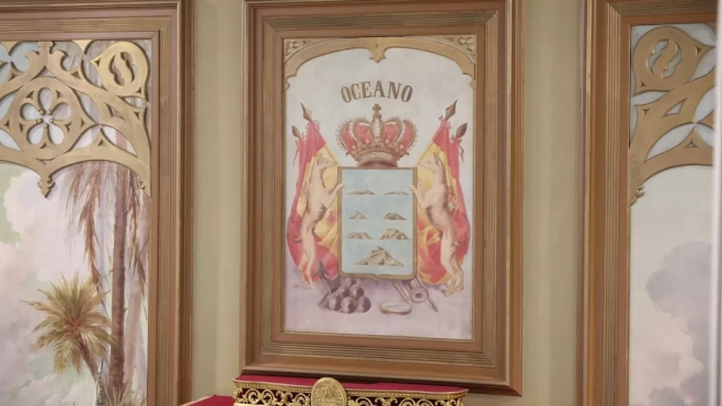 El óleo atribuido al pintor palmero Manuel González Méndez y datado inicialmente en 1906 / PARLAMENTO DE CANARIAS El óleo atribuido al pintor palmero Manuel González Méndez y datado inicialmente en 1906 / PARLAMENTO DE CANARIAS