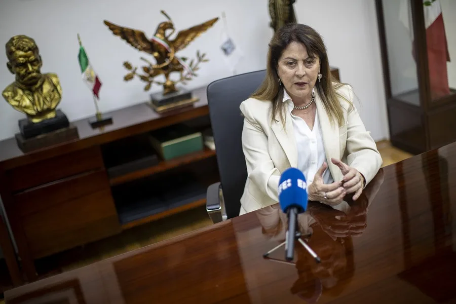 La gobernadora de Morelos, Margarita González Saravia, habla durante una entrevista con EFE este jueves, en la ciudad de Cuernavaca (México). EFE/ Isaac Esquivel