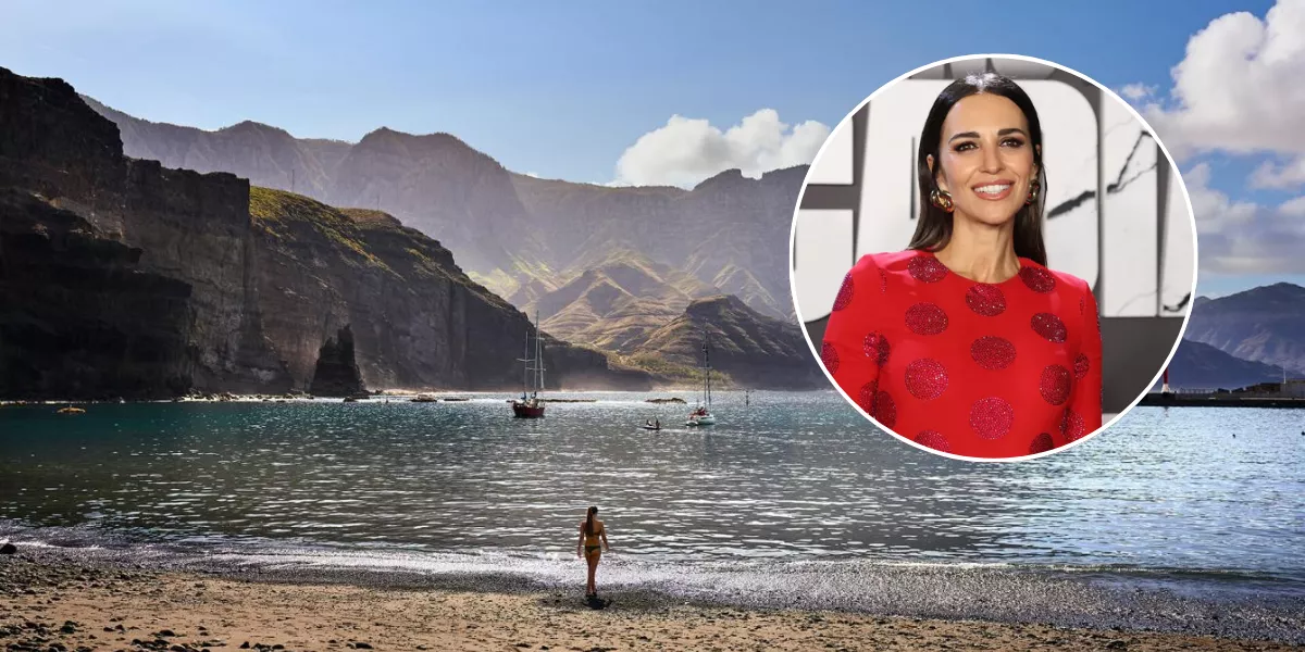 Imagen del Puerto de Las Nieves, en Agaete y la actriz Paula Echevarría / MONTAJE AH 