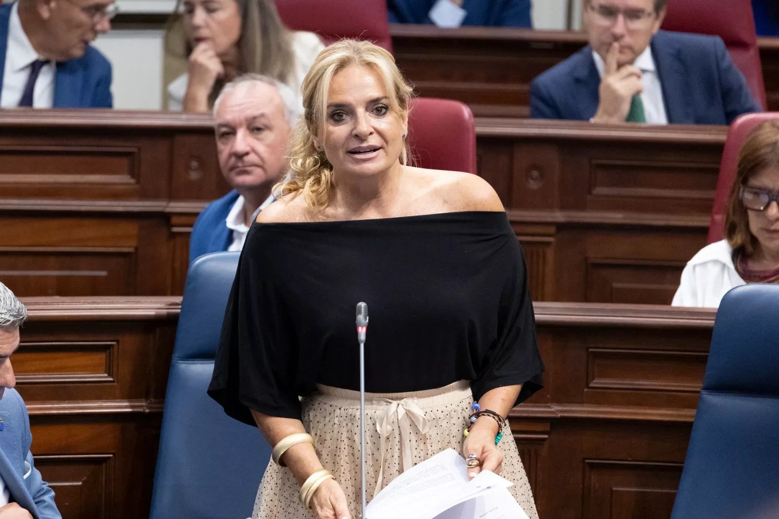 Esther Monzón este martes en el Parlamento de Canarias. AH