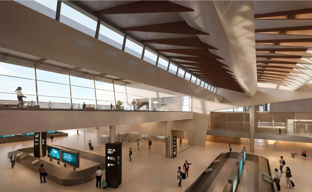 Imagen de la maqueta del proyecto para el aeropuerto de Tenerife Sur. / ASHOTEL