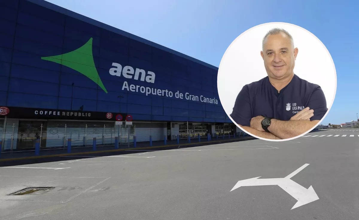 Imagen del Aeropuerto de Gran Canaria y el médico de la UD / AH