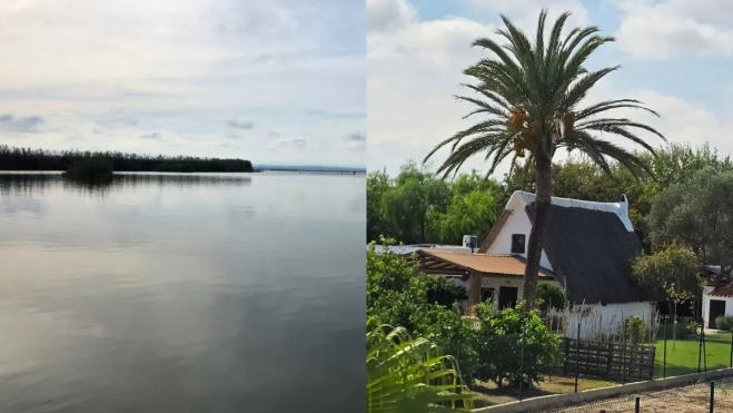 La albufera (izq) y una barraca, edificación típica de la huerta valenciana. Servía como hogar para los labradores y pescadores. AH