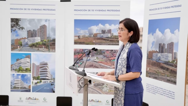 La alcaldesa, Carolina Darias, presenta la cosntrucción de 115 nuevas viviendas públicas de alquiler asequible / AYUNTAMIENTO DE LAS PALMAS DE GRAN CANARIA