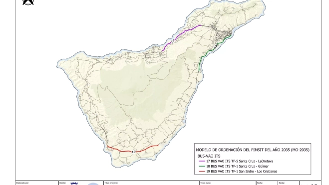 Carriles de pago previstos en la TF-1 para 2045./ Cabildo de Tenerife